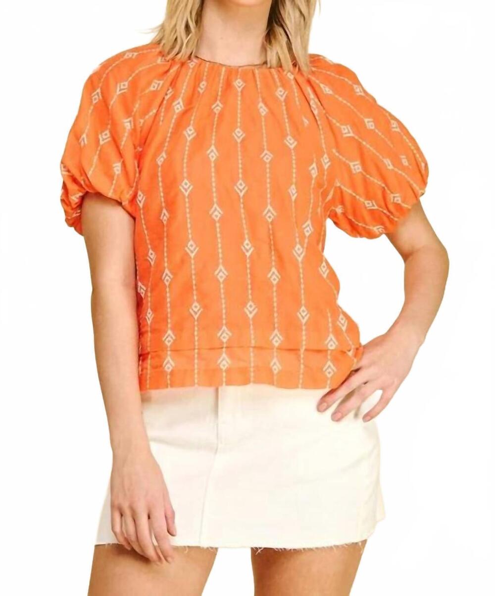 NEW PINCH embroidered detail blouse top in orange